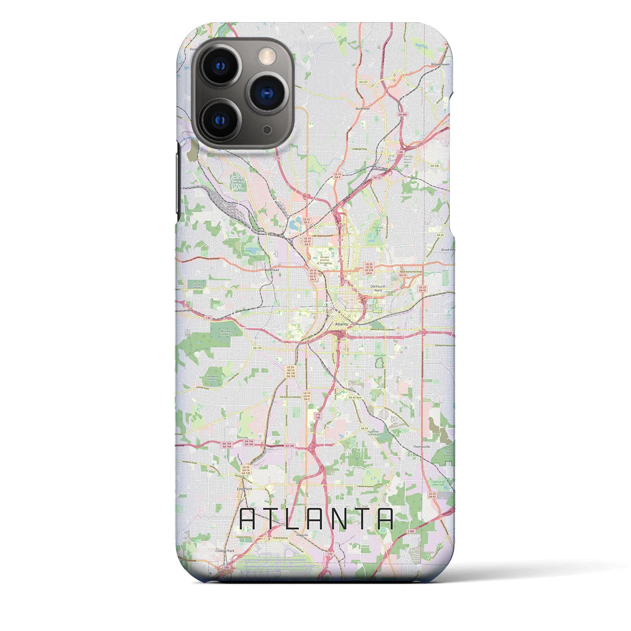 【アトランタ】地図柄iPhoneケース（バックカバータイプ・ナチュラル）iPhone 11 Pro Max 用