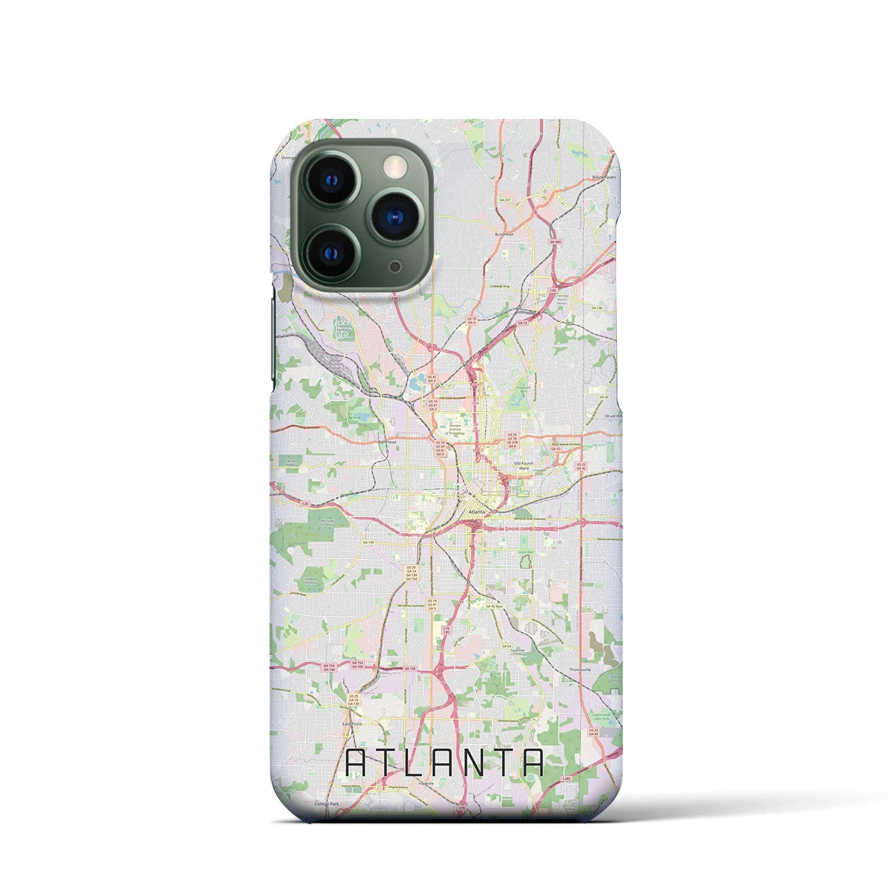 【アトランタ】地図柄iPhoneケース（バックカバータイプ・ナチュラル）iPhone 11 Pro 用