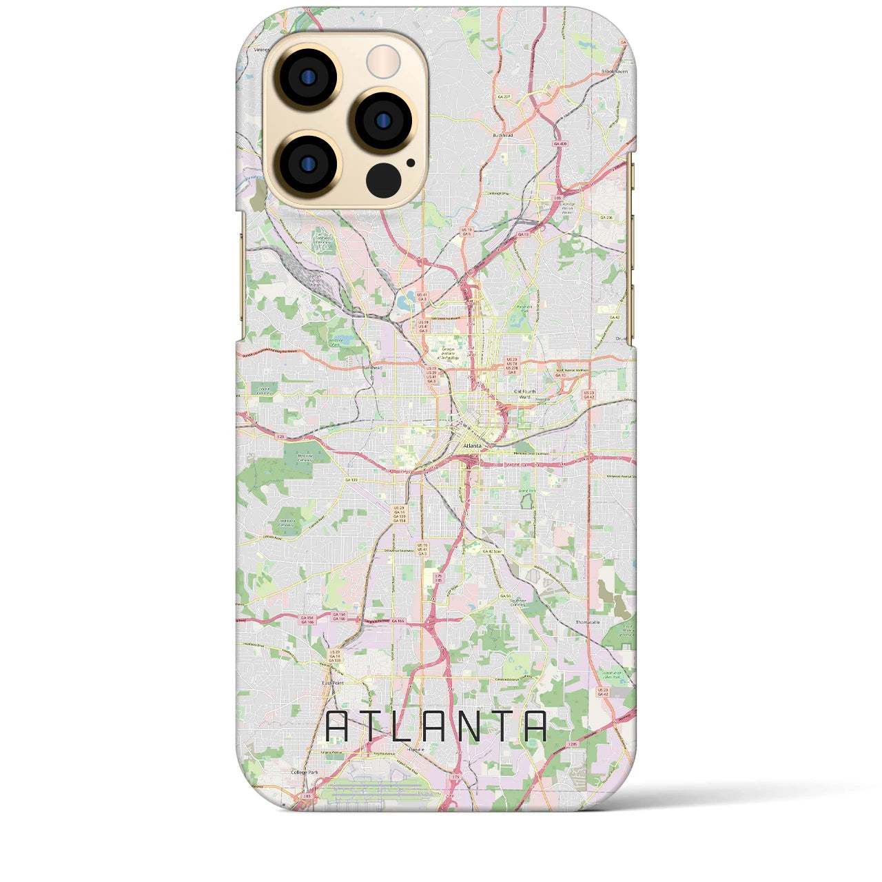 【アトランタ】地図柄iPhoneケース（バックカバータイプ・ナチュラル）iPhone 12 Pro Max 用