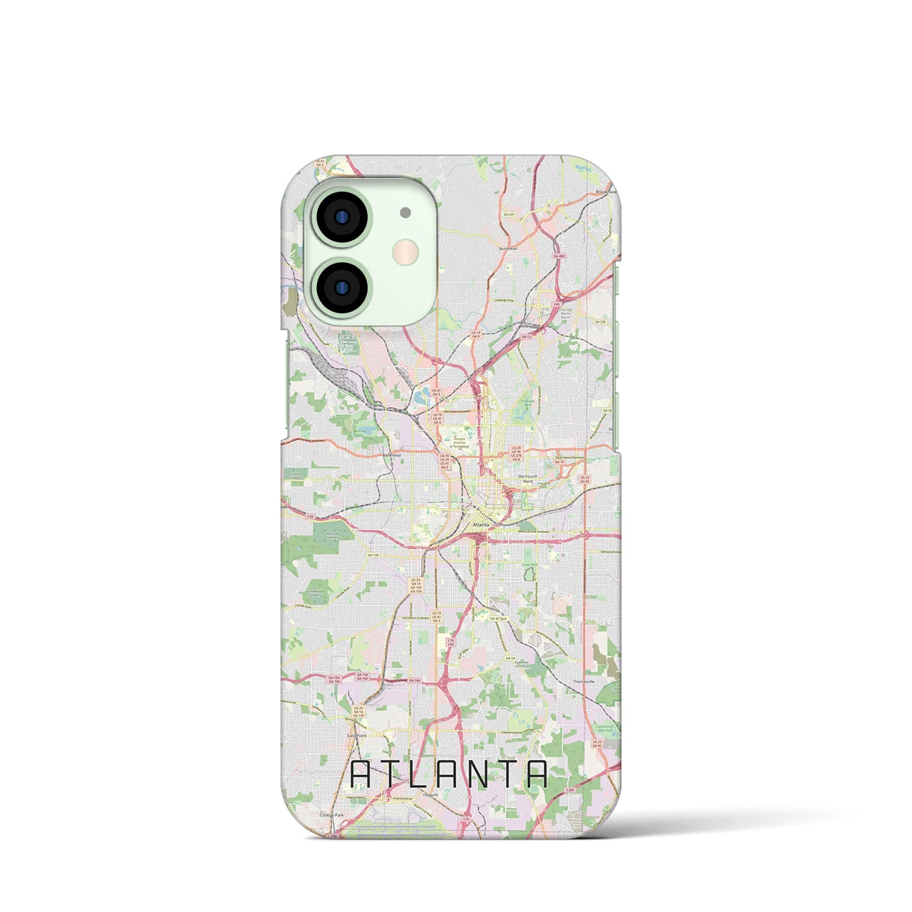 【アトランタ】地図柄iPhoneケース（バックカバータイプ・ナチュラル）iPhone 12 mini 用