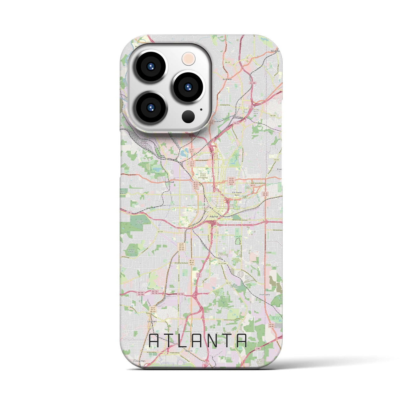 【アトランタ】地図柄iPhoneケース（バックカバータイプ・ナチュラル）iPhone 13 Pro 用