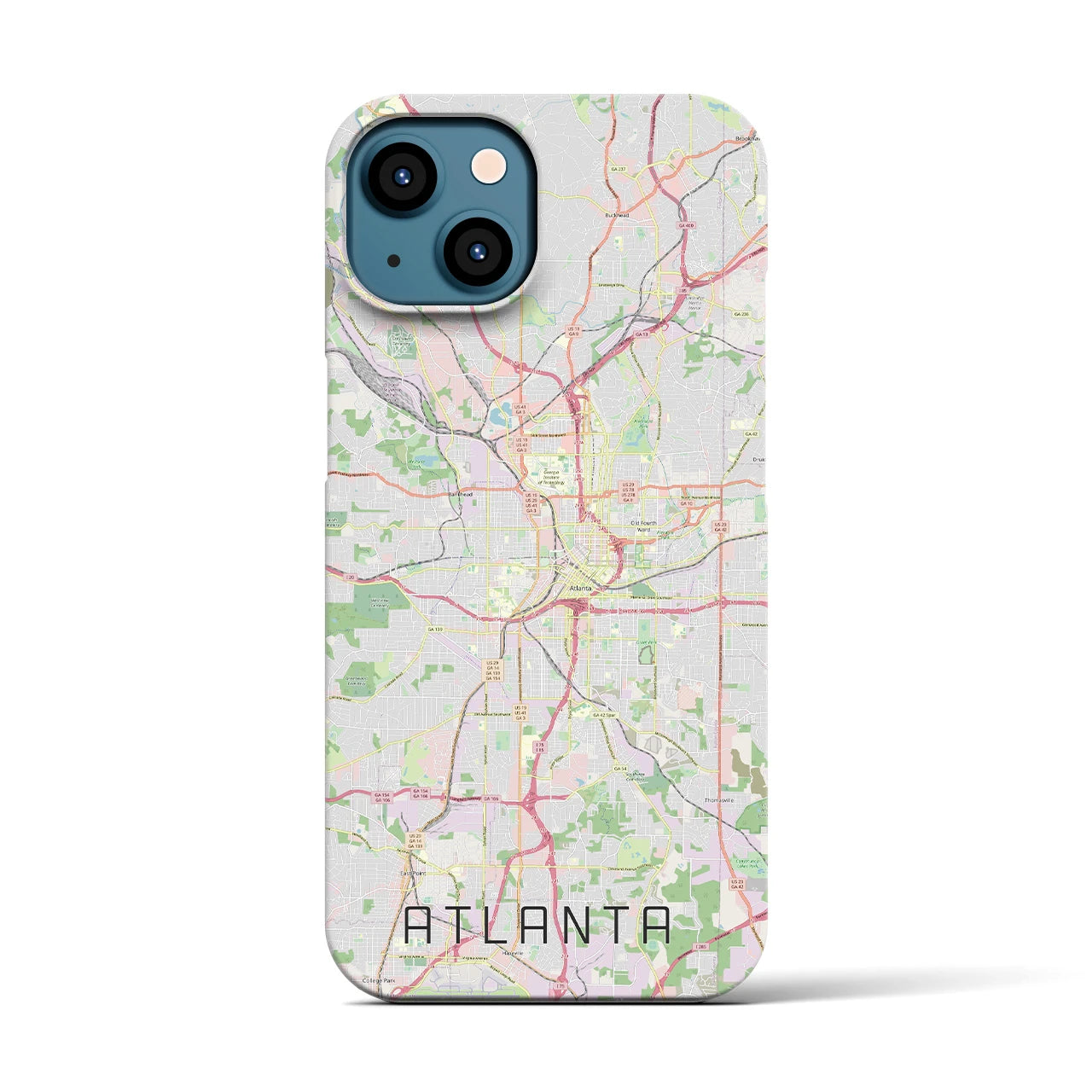 【アトランタ】地図柄iPhoneケース（バックカバータイプ・ナチュラル）iPhone 13 用