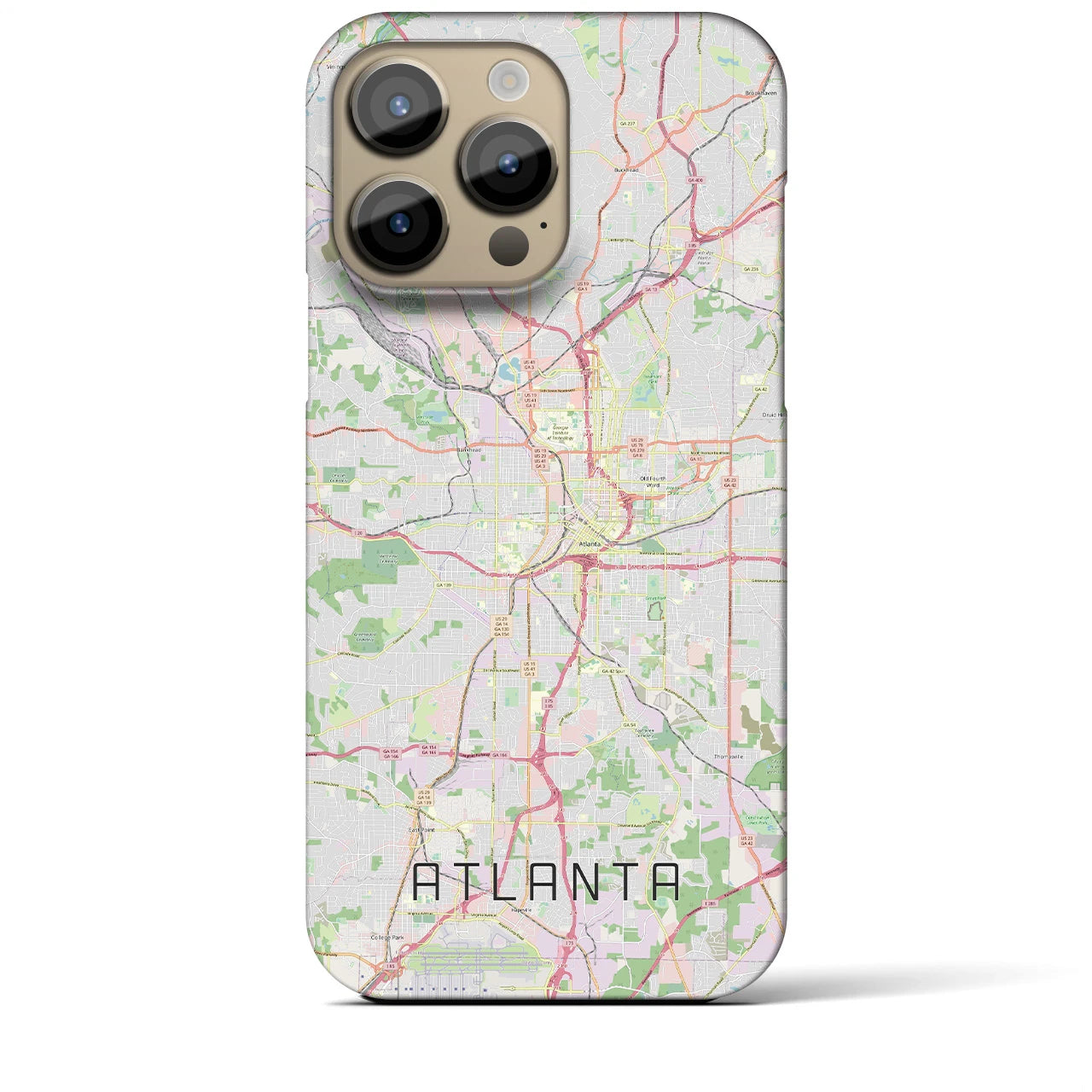 【アトランタ】地図柄iPhoneケース（バックカバータイプ・ナチュラル）iPhone 14 Pro Max 用