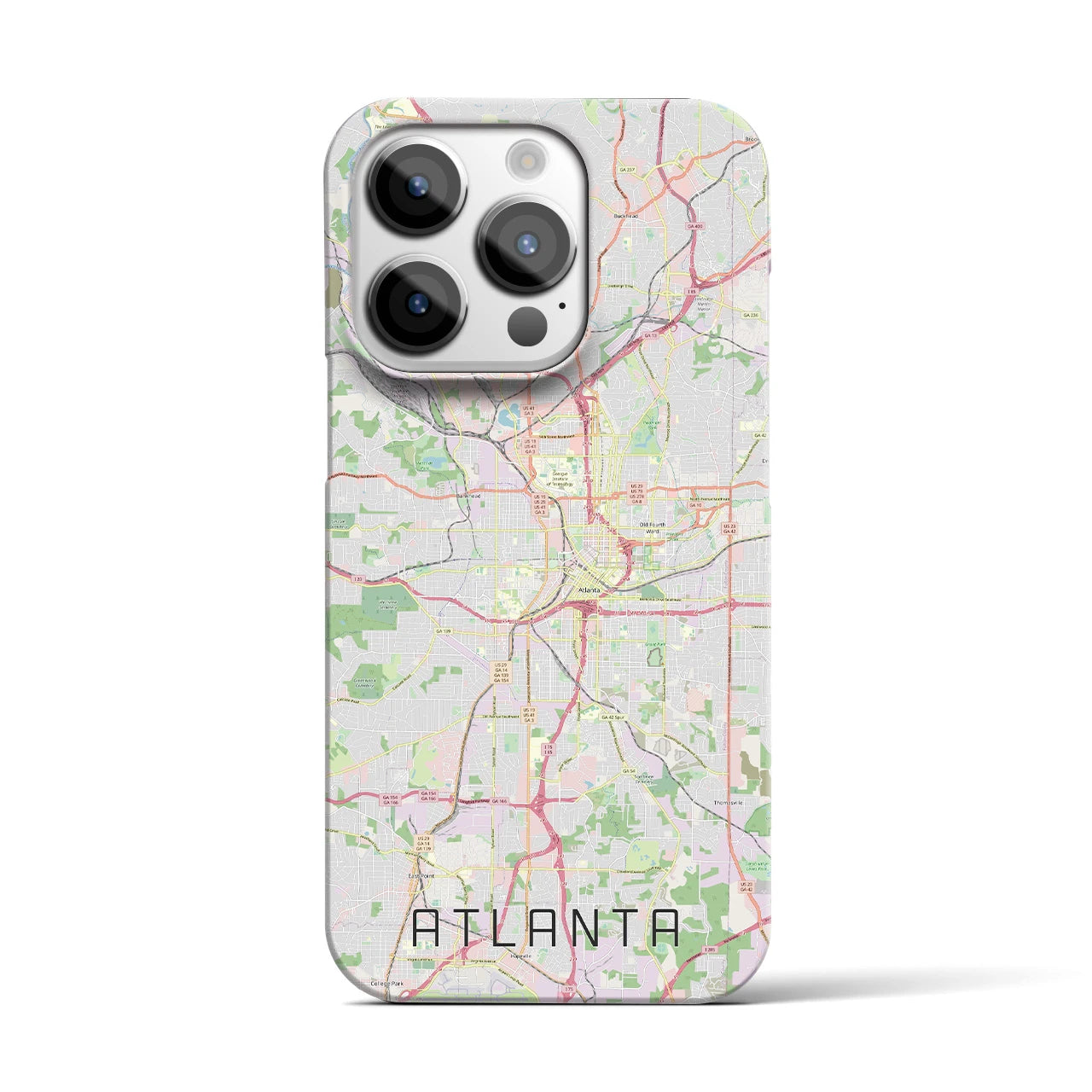 【アトランタ】地図柄iPhoneケース（バックカバータイプ・ナチュラル）iPhone 14 Pro 用