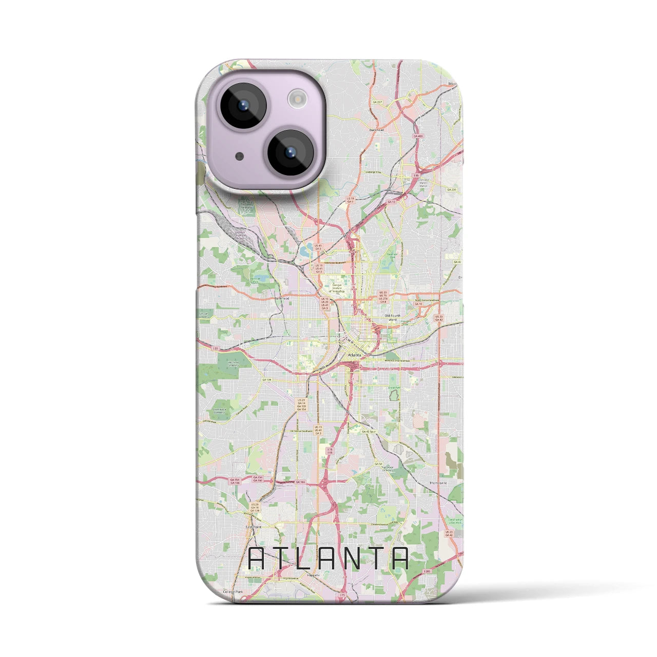 【アトランタ】地図柄iPhoneケース（バックカバータイプ・ナチュラル）iPhone 14 用