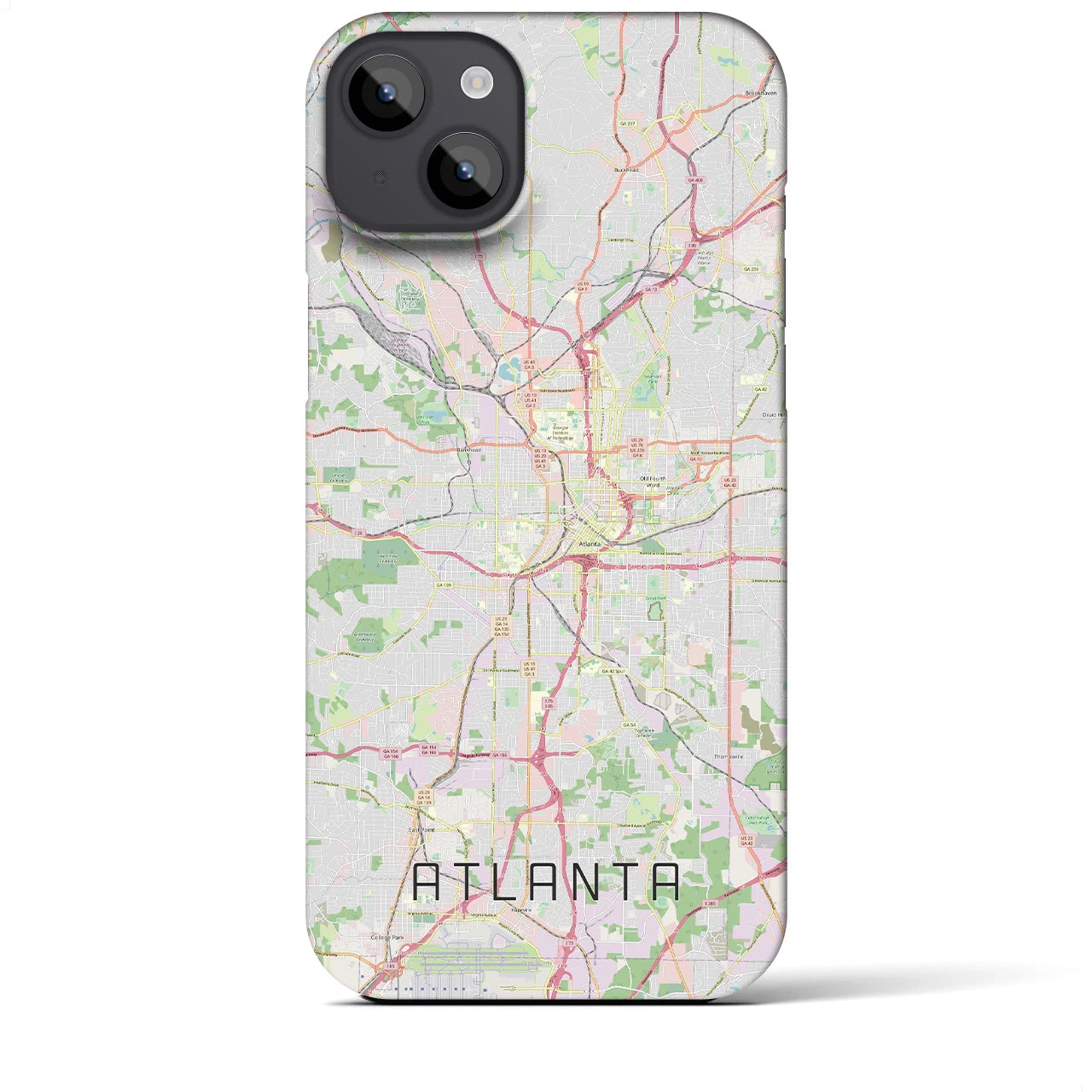 【アトランタ】地図柄iPhoneケース（バックカバータイプ・ナチュラル）iPhone 14 Plus 用