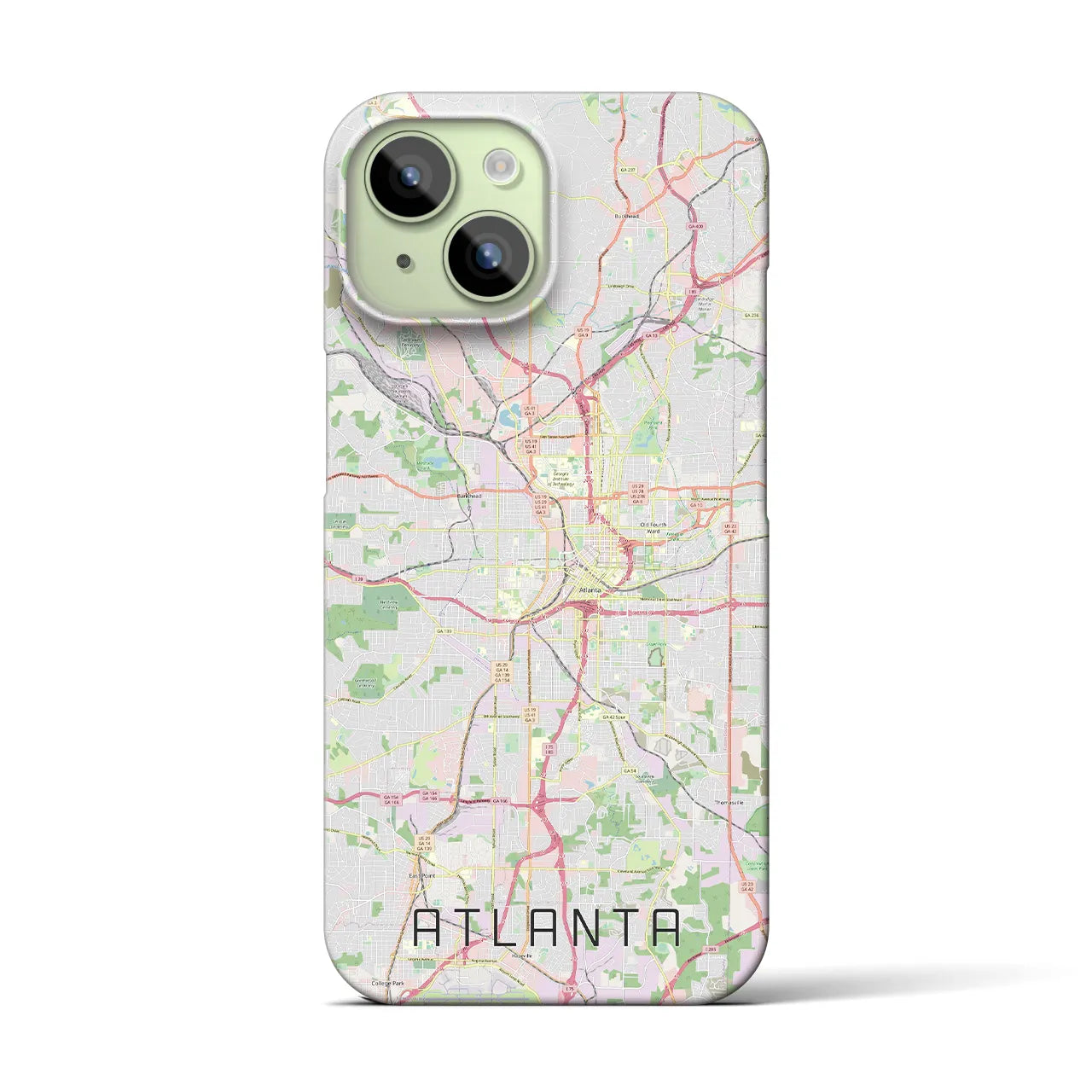 【アトランタ】地図柄iPhoneケース（バックカバータイプ・ナチュラル）iPhone 15 用
