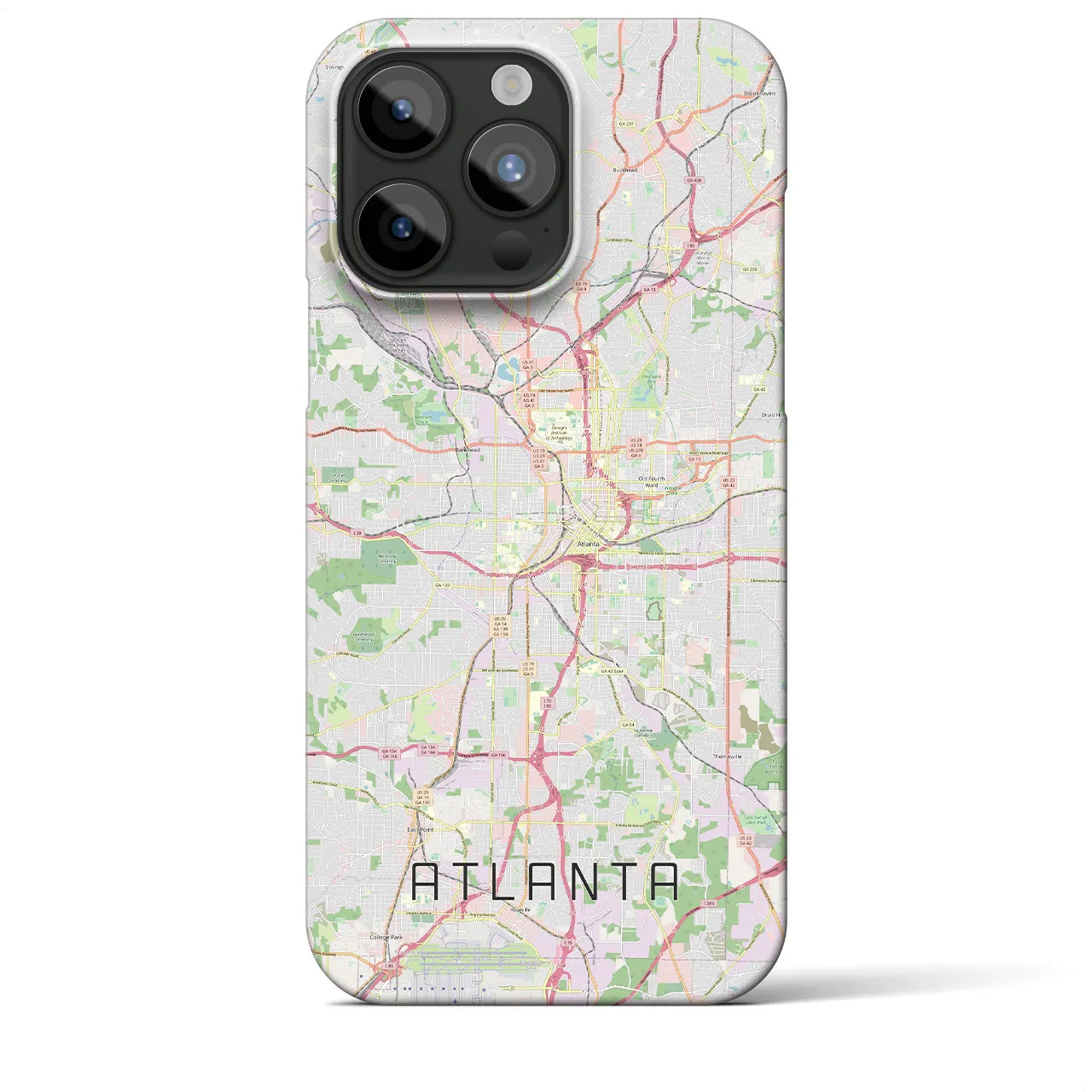 【アトランタ】地図柄iPhoneケース（バックカバータイプ・ナチュラル）iPhone 15 Pro Max 用