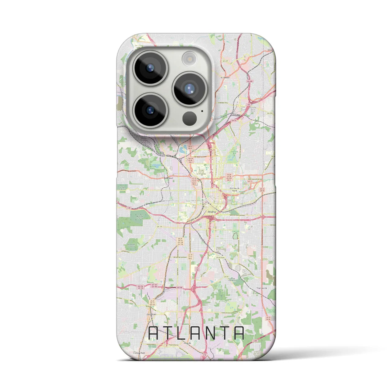 【アトランタ】地図柄iPhoneケース（バックカバータイプ・ナチュラル）iPhone 15 Pro 用