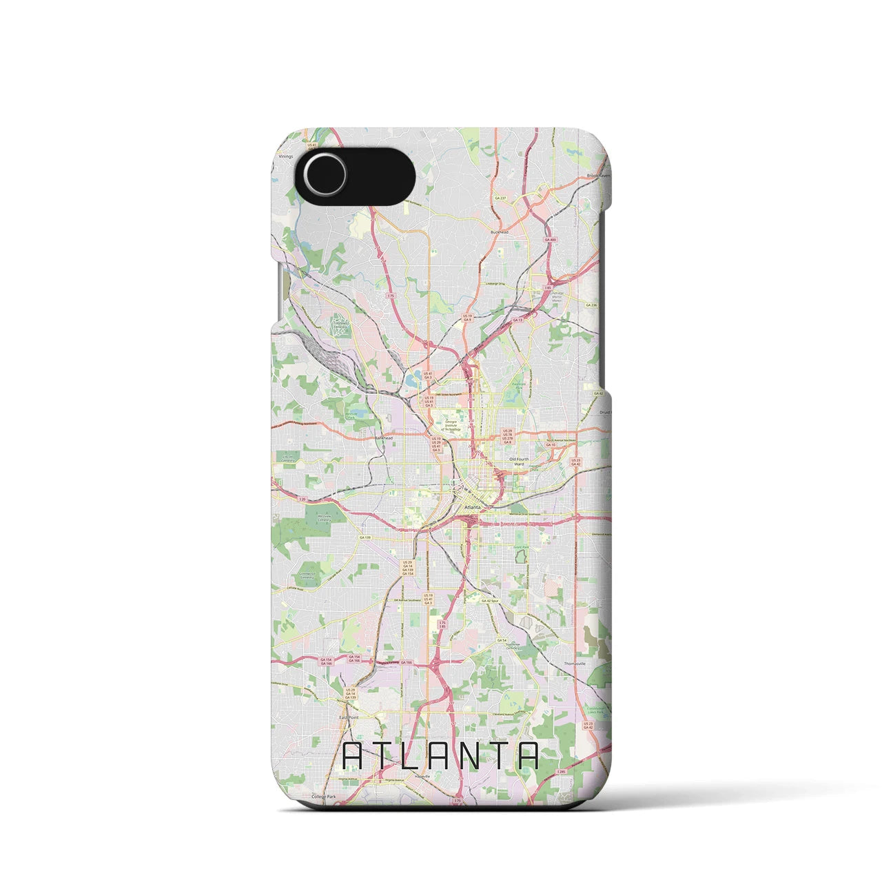 【アトランタ】地図柄iPhoneケース（バックカバータイプ・ナチュラル）iPhone SE（第3 / 第2世代） / 8 / 7 / 6s / 6 用