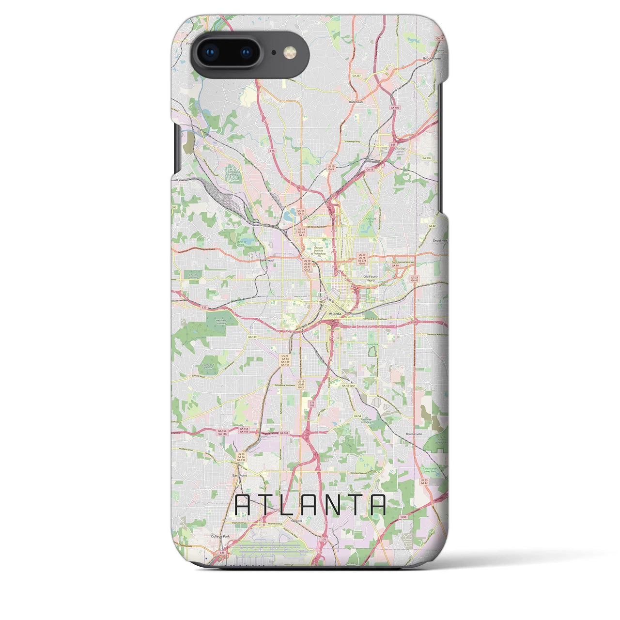 【アトランタ】地図柄iPhoneケース（バックカバータイプ・ナチュラル）iPhone 8Plus /7Plus / 6sPlus / 6Plus 用