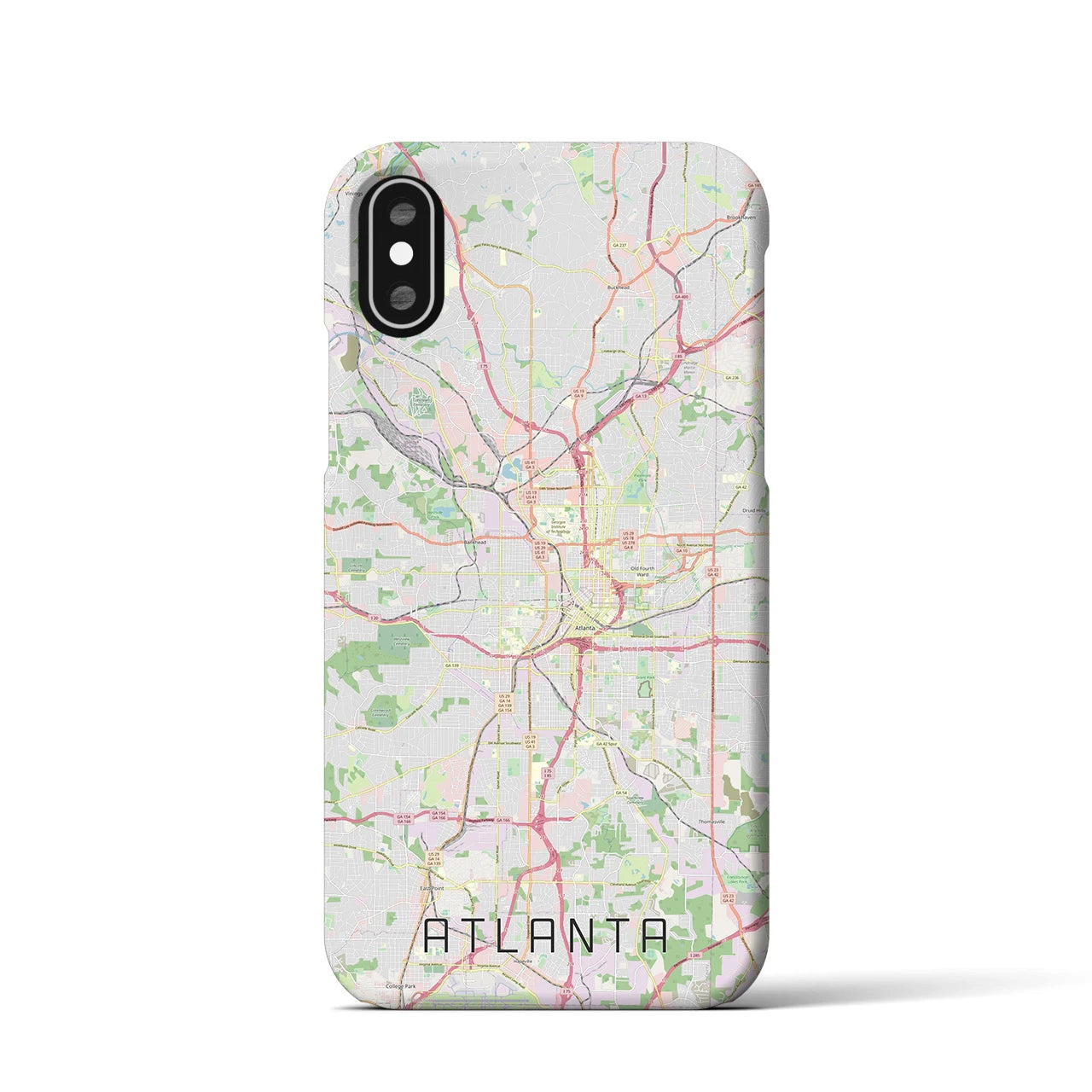 【アトランタ】地図柄iPhoneケース（バックカバータイプ・ナチュラル）iPhone XS / X 用