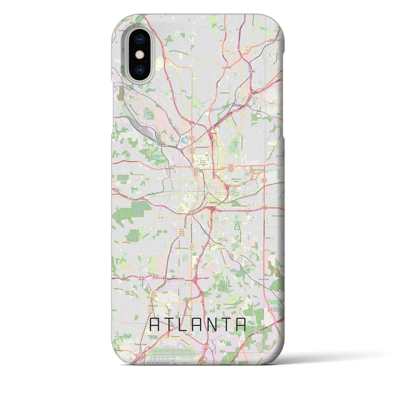 【アトランタ】地図柄iPhoneケース（バックカバータイプ・ナチュラル）iPhone XS Max 用