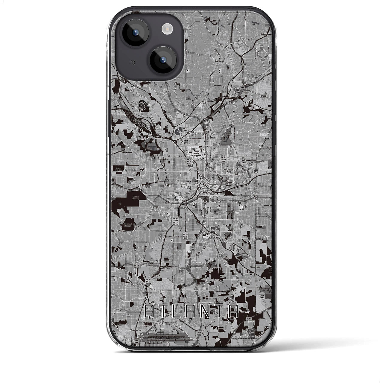 【アトランタ】地図柄iPhoneケース（クリアタイプ・モノトーン）iPhone 14 Plus 用