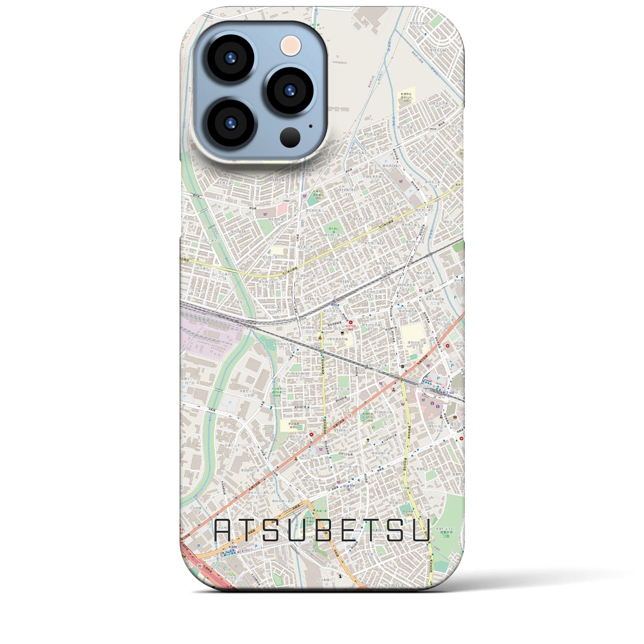 【厚別】地図柄iPhoneケース（バックカバータイプ・ナチュラル）iPhone 13 Pro Max 用