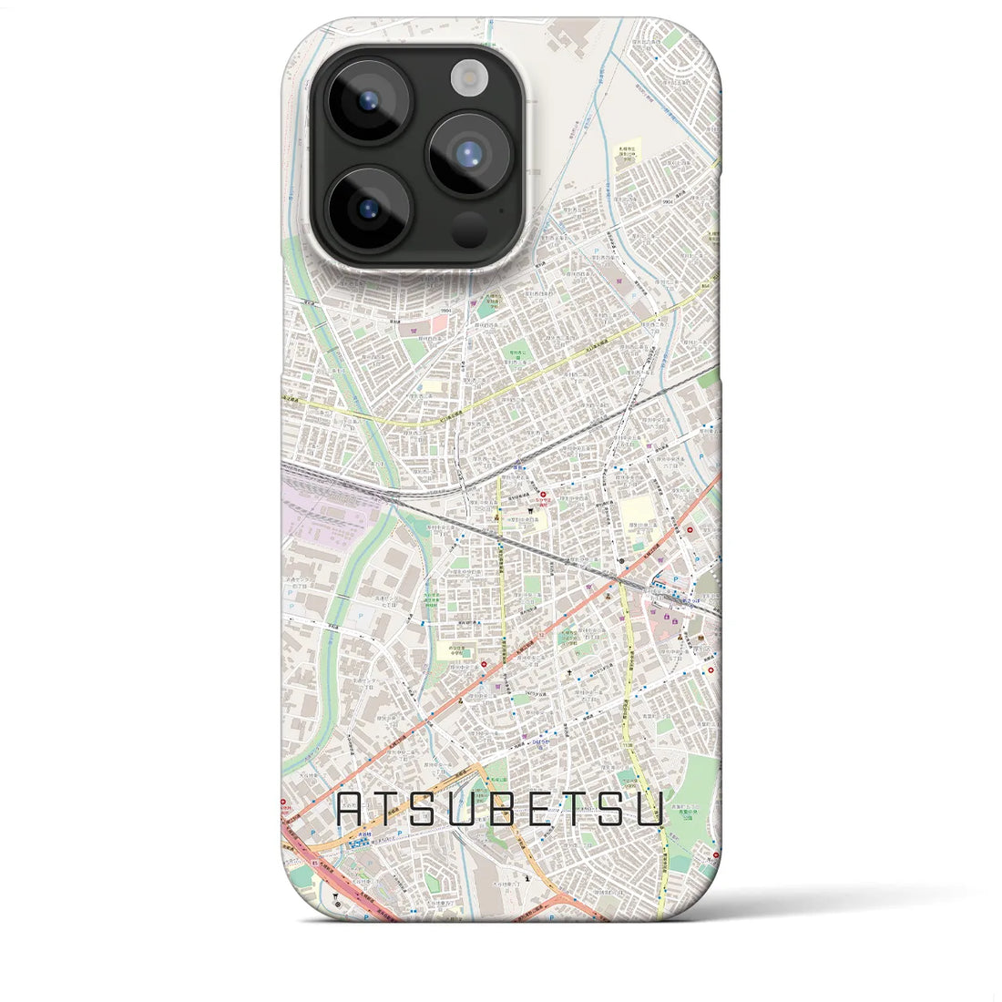 【厚別】地図柄iPhoneケース（バックカバータイプ・ナチュラル）iPhone 15 Pro Max 用