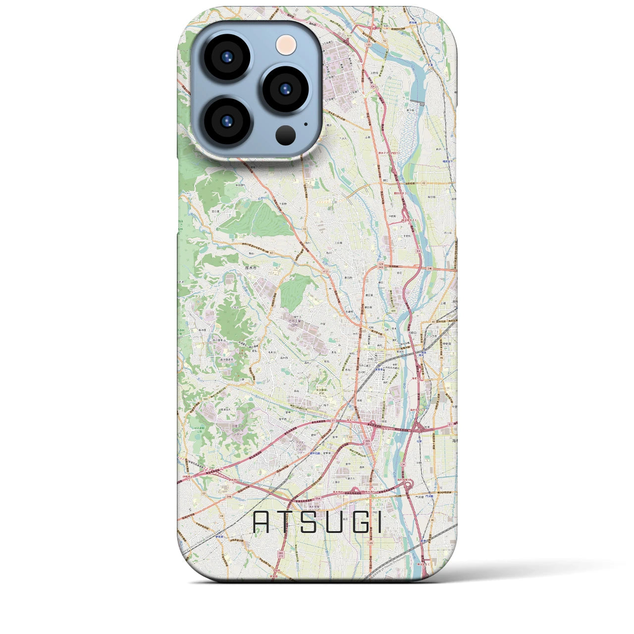 【厚木】地図柄iPhoneケース（バックカバータイプ・ナチュラル）iPhone 13 Pro Max 用