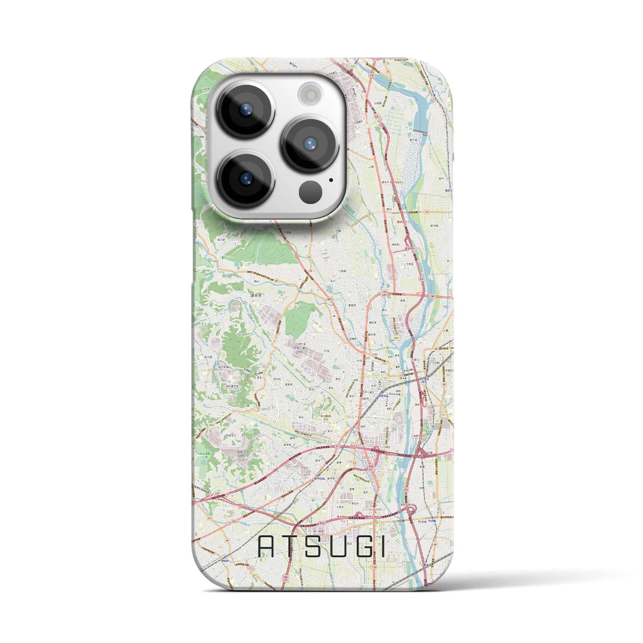 【厚木】地図柄iPhoneケース（バックカバータイプ・ナチュラル）iPhone 14 Pro 用