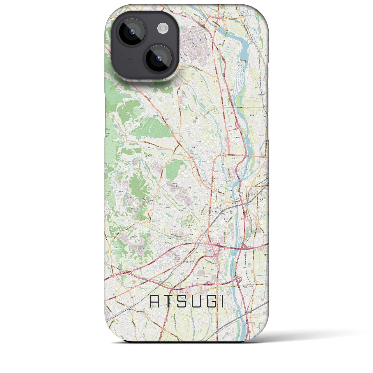 【厚木】地図柄iPhoneケース（バックカバータイプ・ナチュラル）iPhone 14 Plus 用