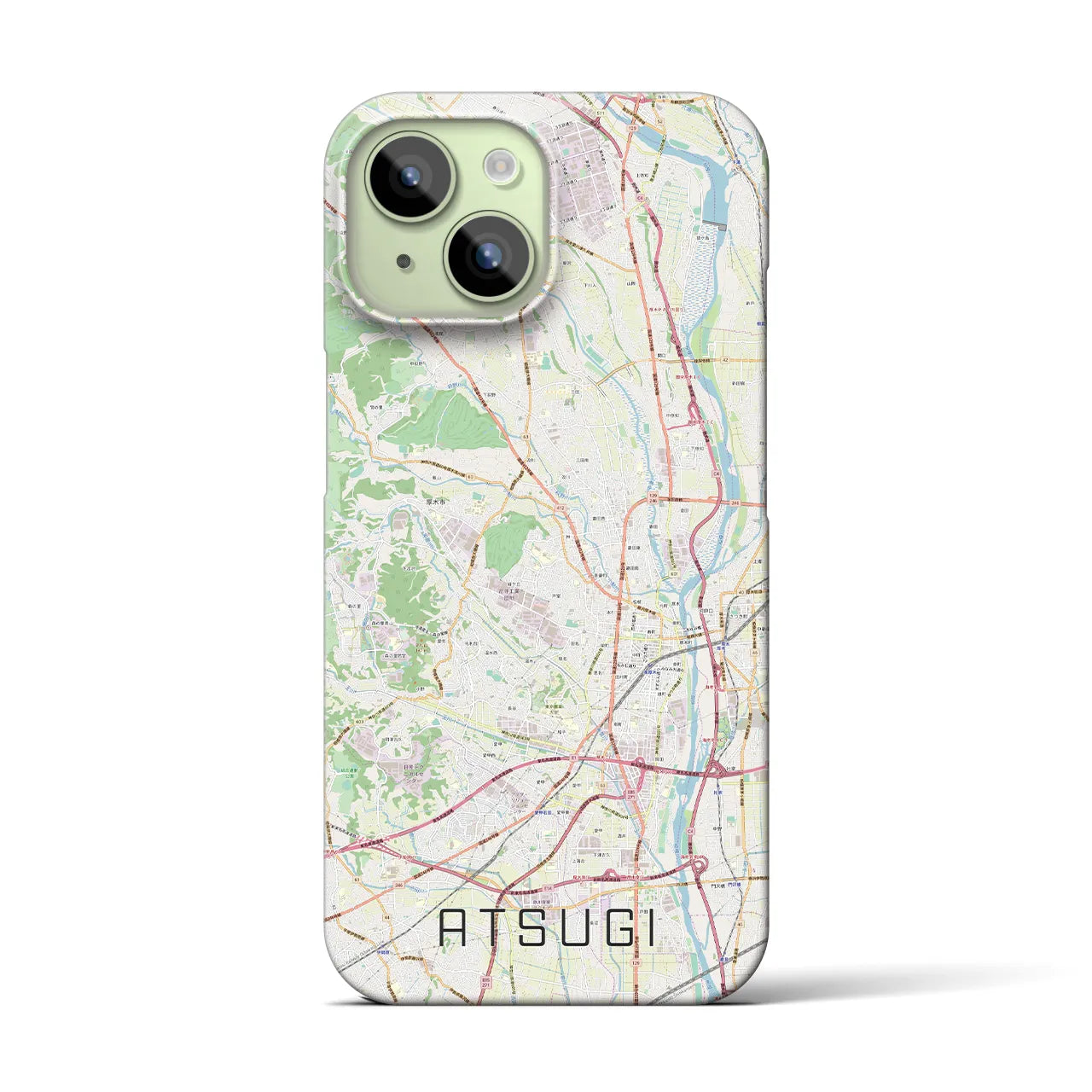 【厚木】地図柄iPhoneケース（バックカバータイプ・ナチュラル）iPhone 15 用