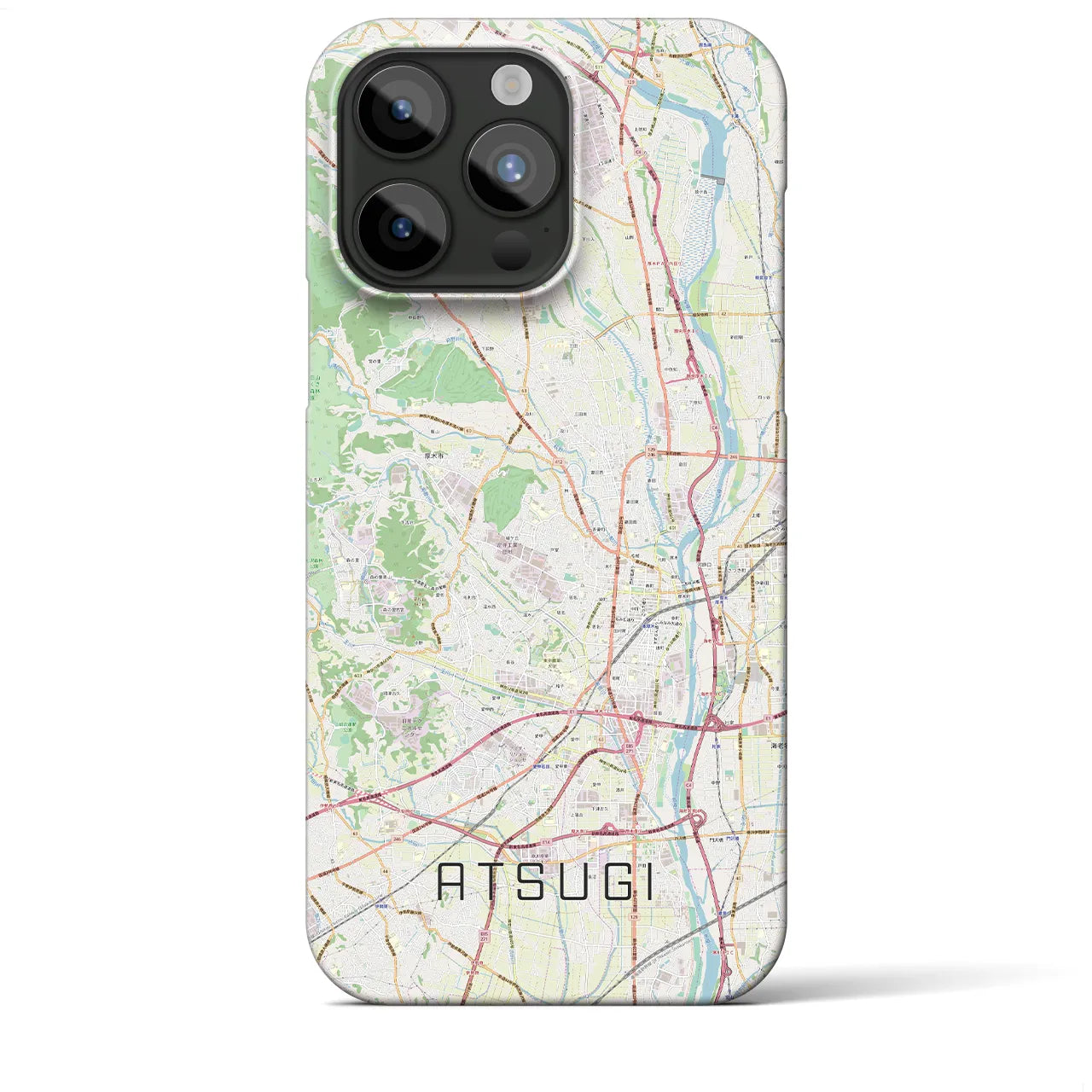 【厚木】地図柄iPhoneケース（バックカバータイプ・ナチュラル）iPhone 15 Pro Max 用