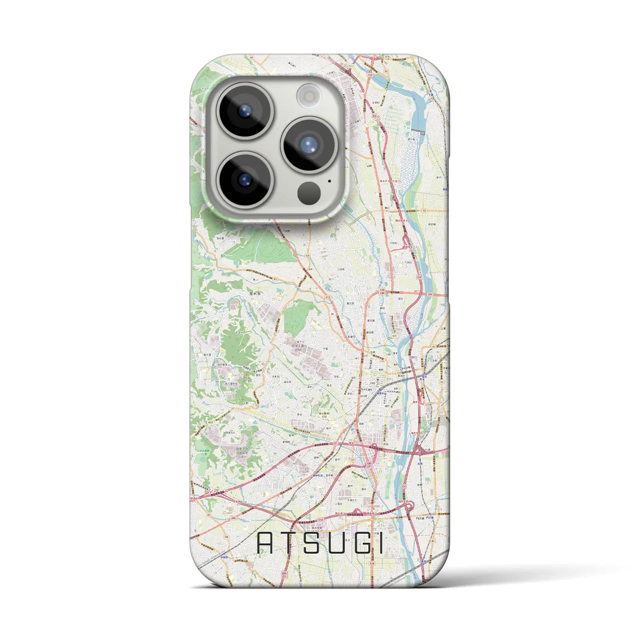 【厚木】地図柄iPhoneケース（バックカバータイプ・ナチュラル）iPhone 15 Pro 用