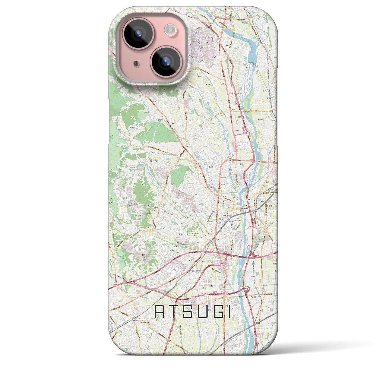 【厚木】地図柄iPhoneケース（バックカバータイプ・ナチュラル）iPhone 15 Plus 用
