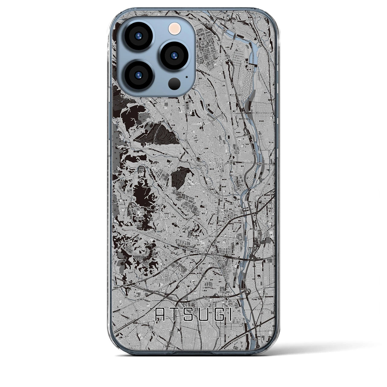 【厚木】地図柄iPhoneケース（クリアタイプ・モノトーン）iPhone 13 Pro Max 用