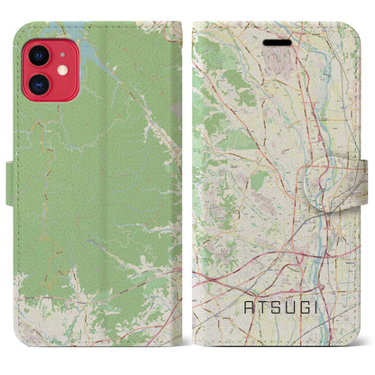 【厚木（神奈川県）】地図柄iPhoneケース（手帳タイプ）ナチュラル・iPhone 11 用