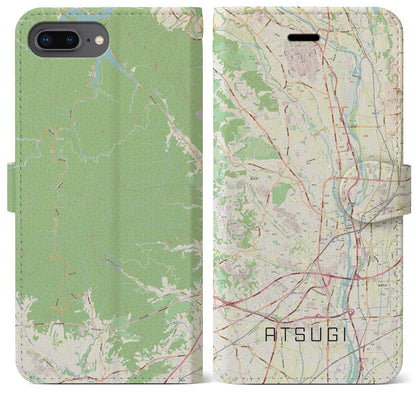 【厚木（神奈川県）】地図柄iPhoneケース（手帳タイプ）ナチュラル・iPhone 8Plus /7Plus / 6sPlus / 6Plus 用