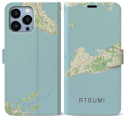 【渥美（愛知県）】地図柄iPhoneケース（手帳タイプ）ナチュラル・iPhone 13 Pro Max 用