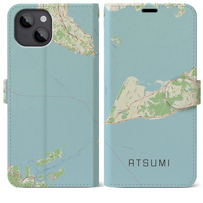 【渥美（愛知県）】地図柄iPhoneケース（手帳タイプ）ナチュラル・iPhone 14 Plus 用