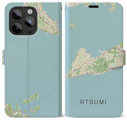【渥美（愛知県）】地図柄iPhoneケース（手帳タイプ）ナチュラル・iPhone 15 Pro Max 用