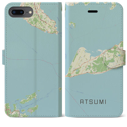 【渥美（愛知県）】地図柄iPhoneケース（手帳タイプ）ナチュラル・iPhone 8Plus /7Plus / 6sPlus / 6Plus 用