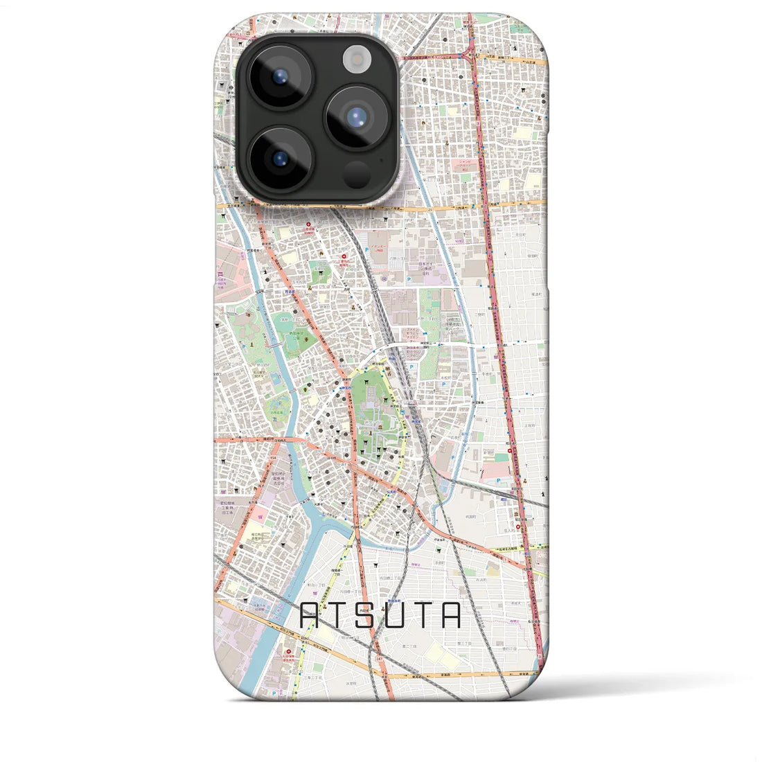 【熱田】地図柄iPhoneケース（バックカバータイプ・ナチュラル）iPhone 15 Pro Max 用