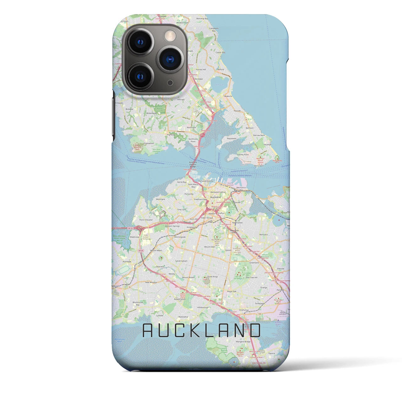 【オークランド】地図柄iPhoneケース（バックカバータイプ・ナチュラル）iPhone 11 Pro Max 用