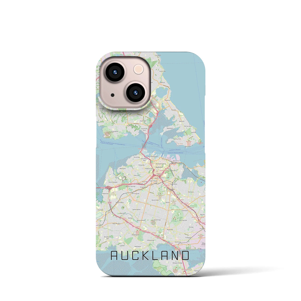 【オークランド】地図柄iPhoneケース（バックカバータイプ・ナチュラル）iPhone 13 mini 用