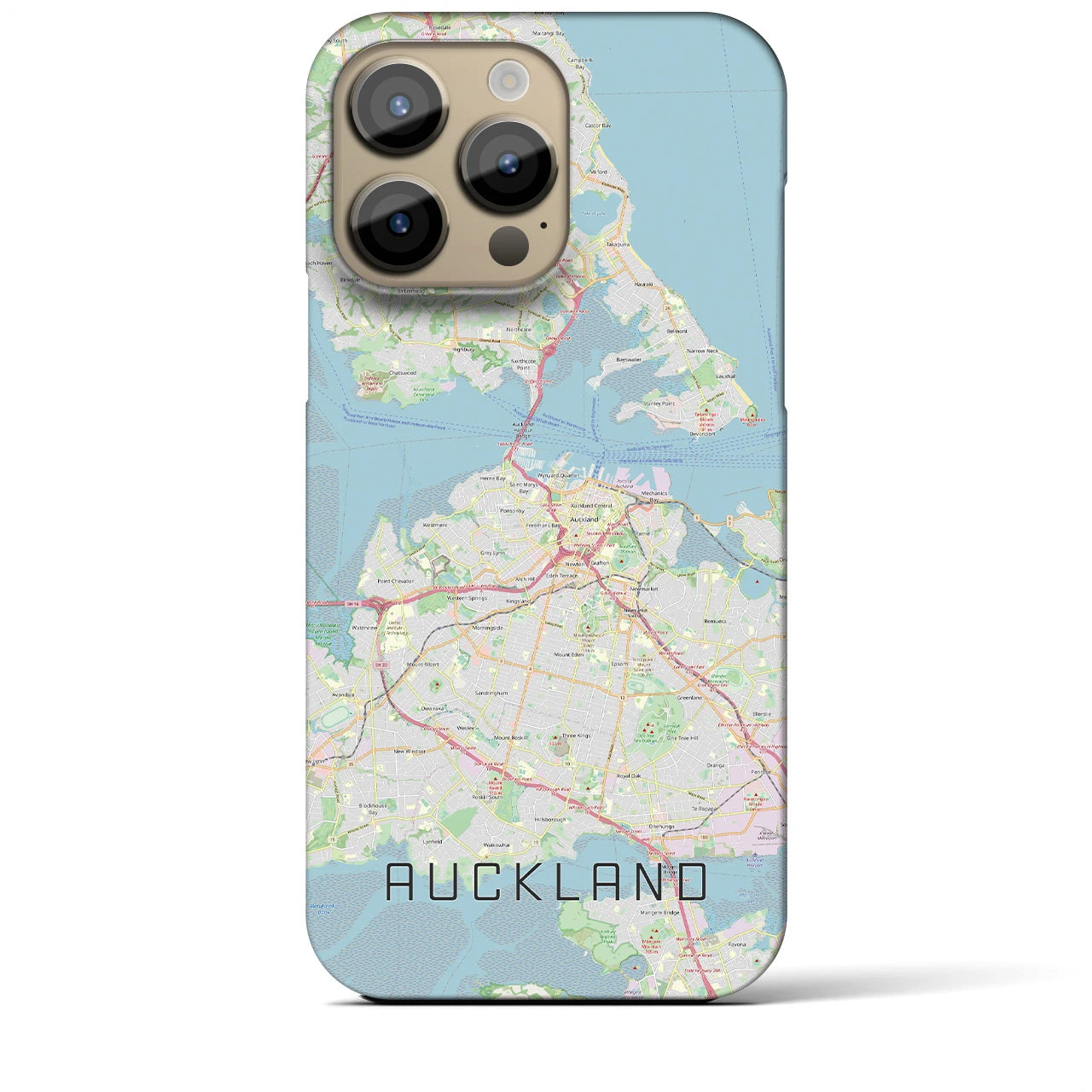 【オークランド】地図柄iPhoneケース（バックカバータイプ・ナチュラル）iPhone 14 Pro Max 用