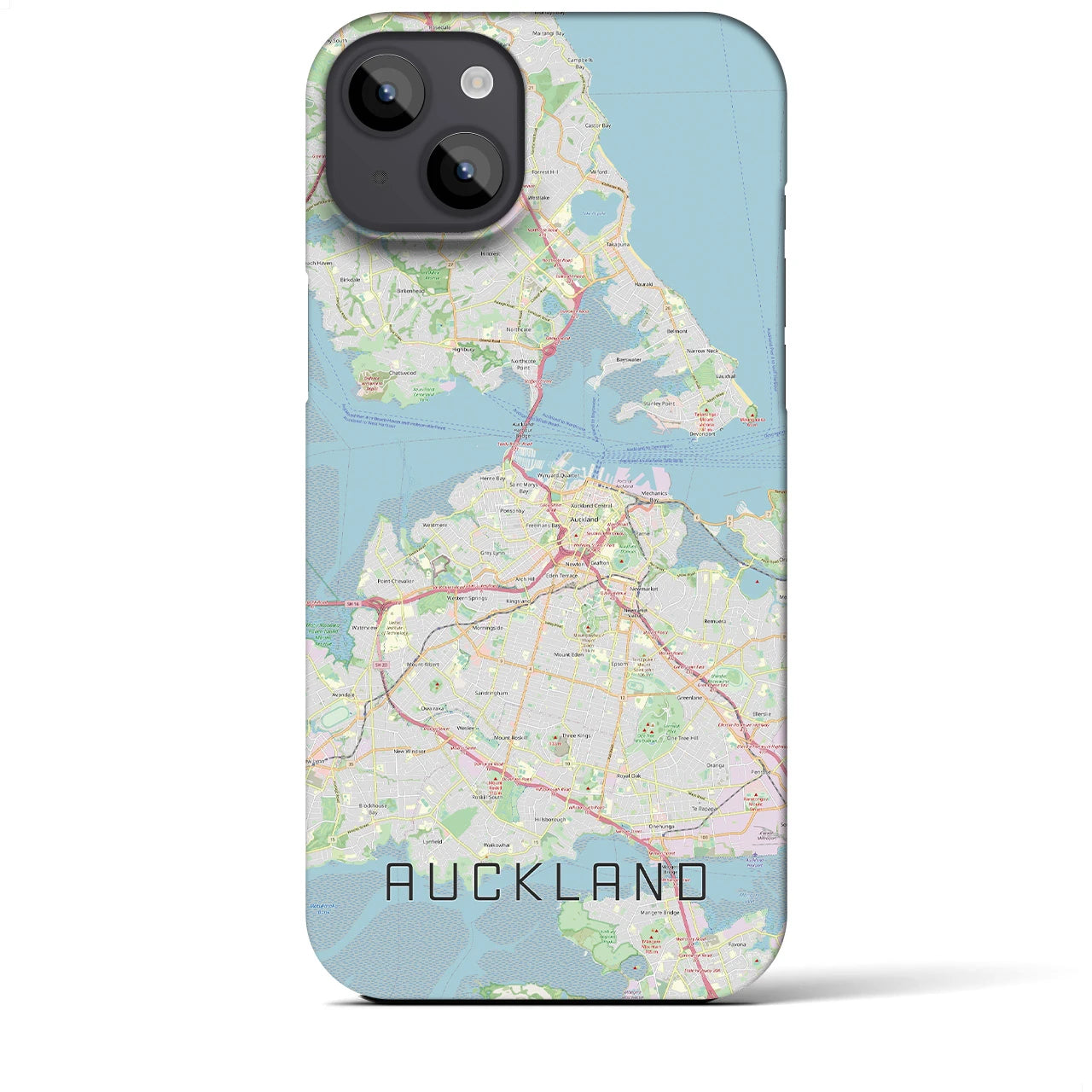 【オークランド】地図柄iPhoneケース（バックカバータイプ・ナチュラル）iPhone 14 Plus 用