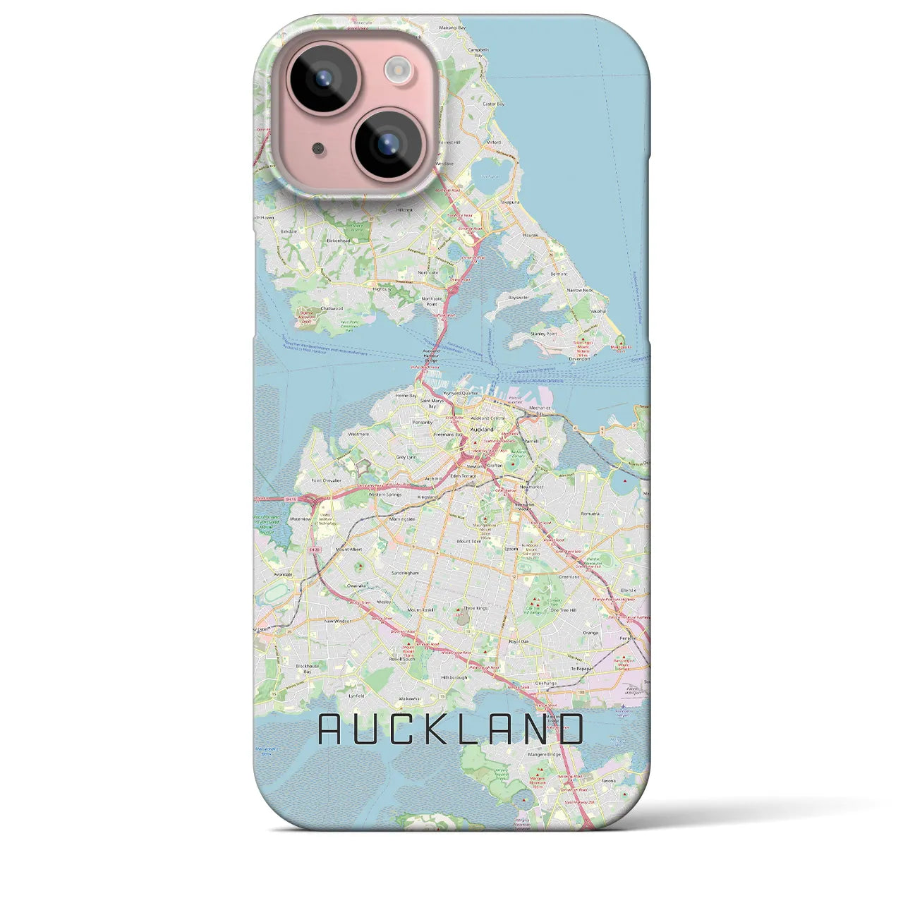 【オークランド】地図柄iPhoneケース（バックカバータイプ・ナチュラル）iPhone 15 Plus 用