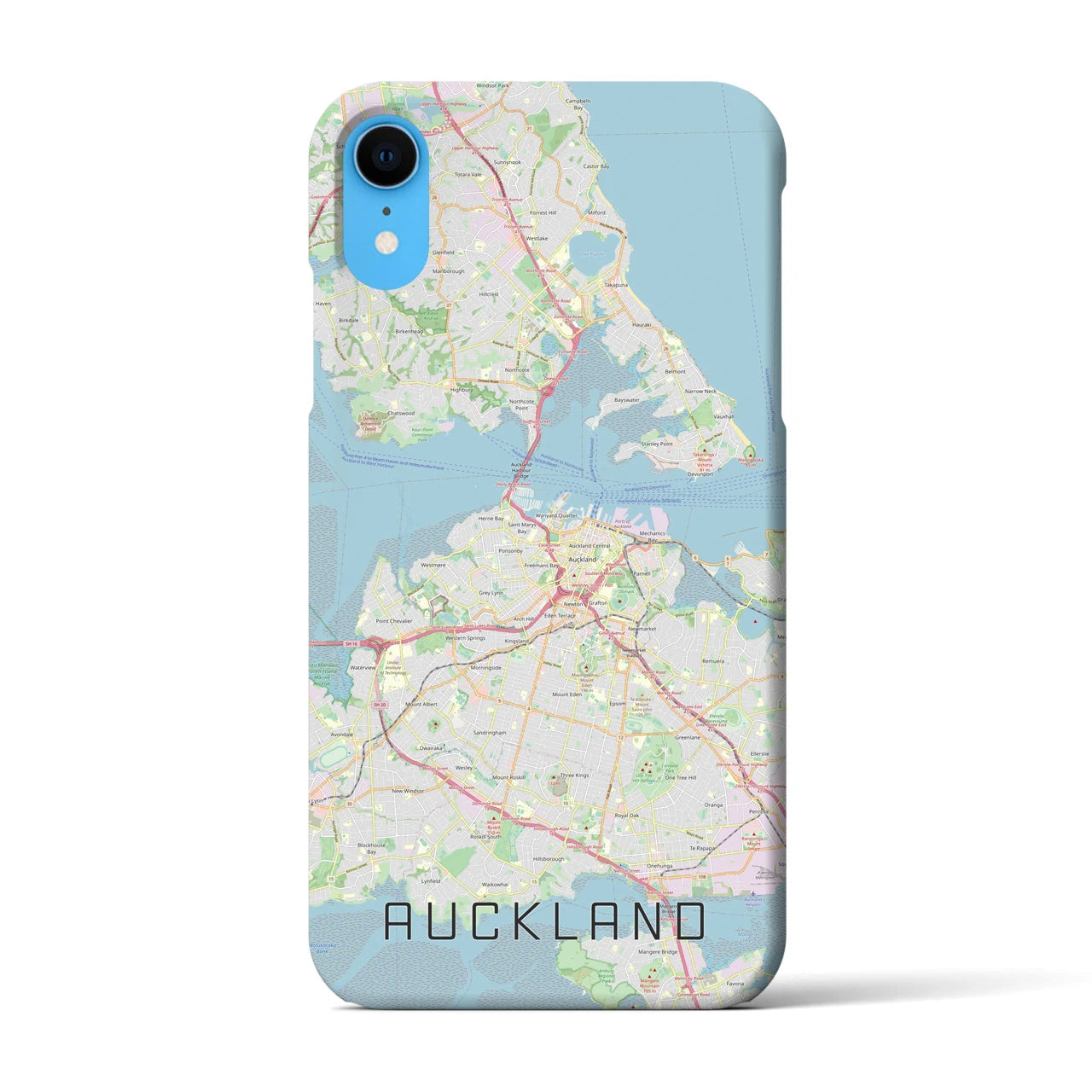 【オークランド】地図柄iPhoneケース（バックカバータイプ・ナチュラル）iPhone XR 用