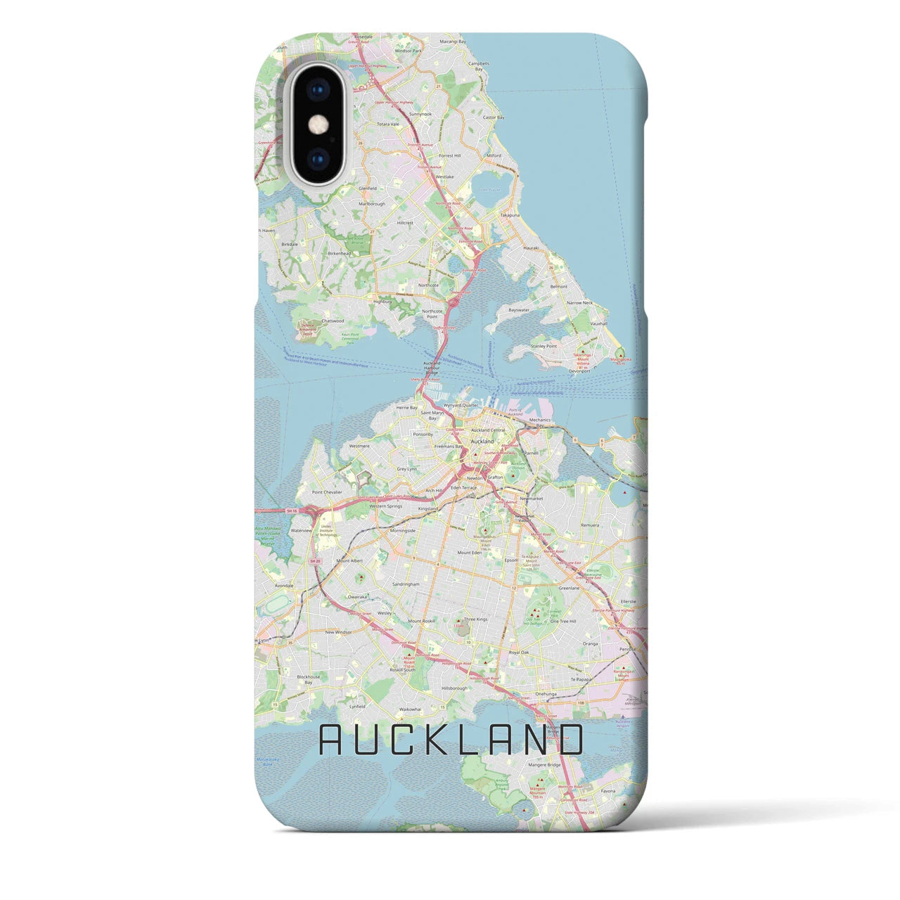 【オークランド】地図柄iPhoneケース（バックカバータイプ・ナチュラル）iPhone XS Max 用