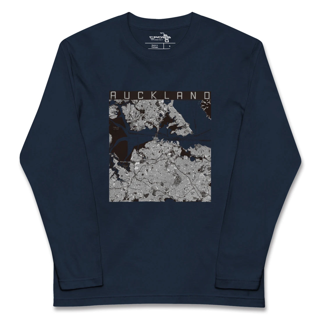 【オークランド(ニュージーランド)】地図柄ロングスリーブTシャツ