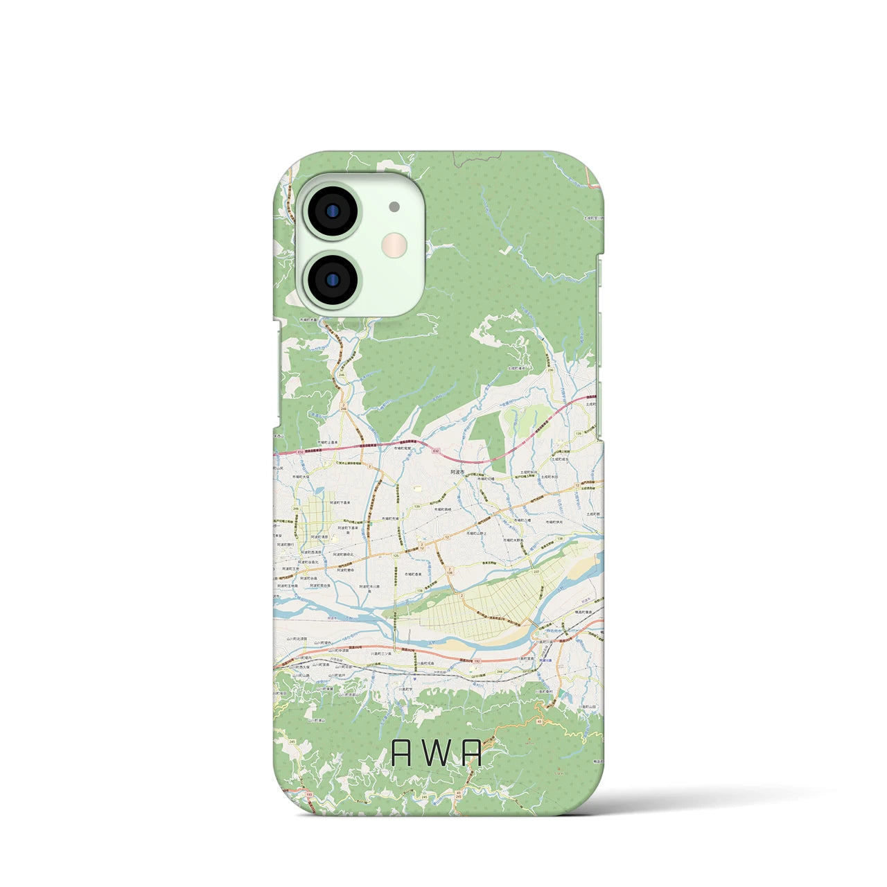 【阿波】地図柄iPhoneケース（バックカバータイプ・ナチュラル）iPhone 12 mini 用