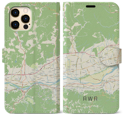 【阿波（徳島県）】地図柄iPhoneケース（手帳タイプ）ナチュラル・iPhone 12 Pro Max 用