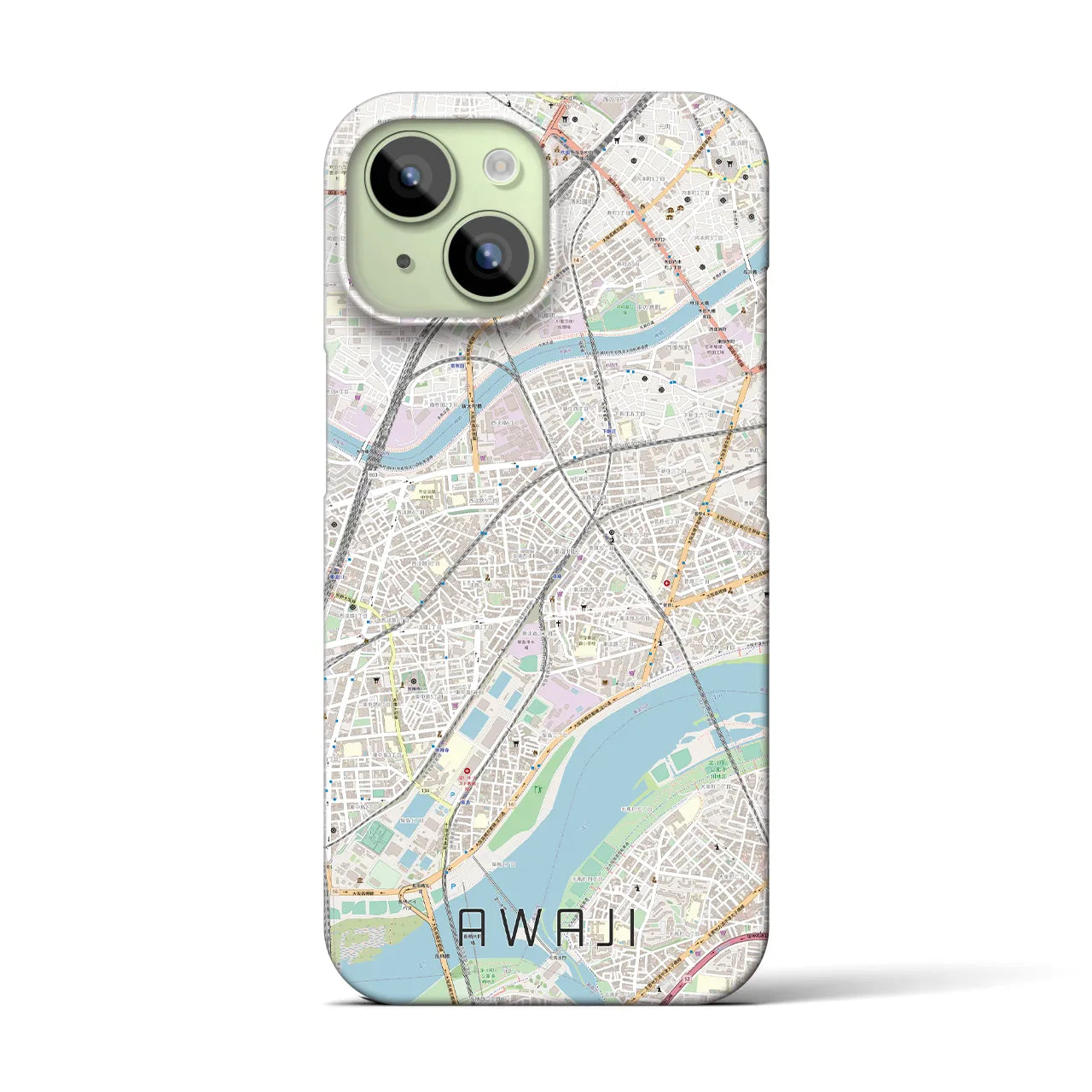 【淡路（大阪府）】地図柄iPhoneケース（バックカバータイプ・ナチュラル）iPhone 15 用