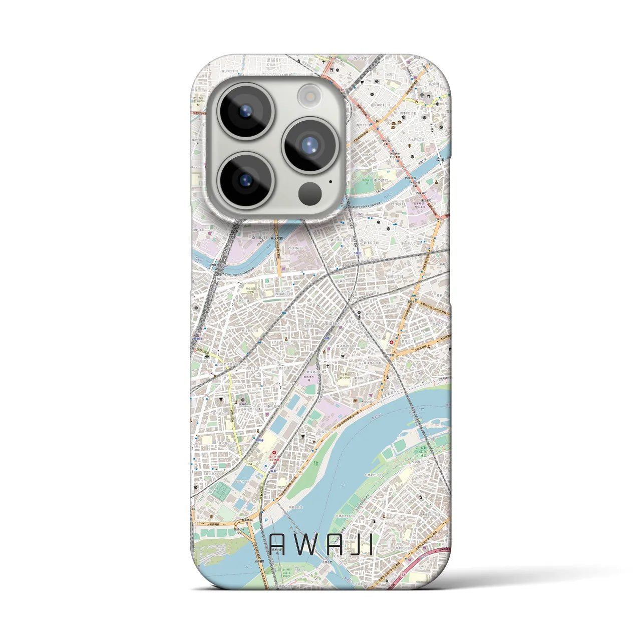 【淡路（大阪府）】地図柄iPhoneケース（バックカバータイプ・ナチュラル）iPhone 15 Pro 用