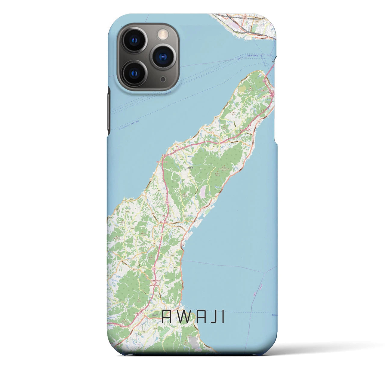 【淡路】地図柄iPhoneケース（バックカバータイプ・ナチュラル）iPhone 11 Pro Max 用
