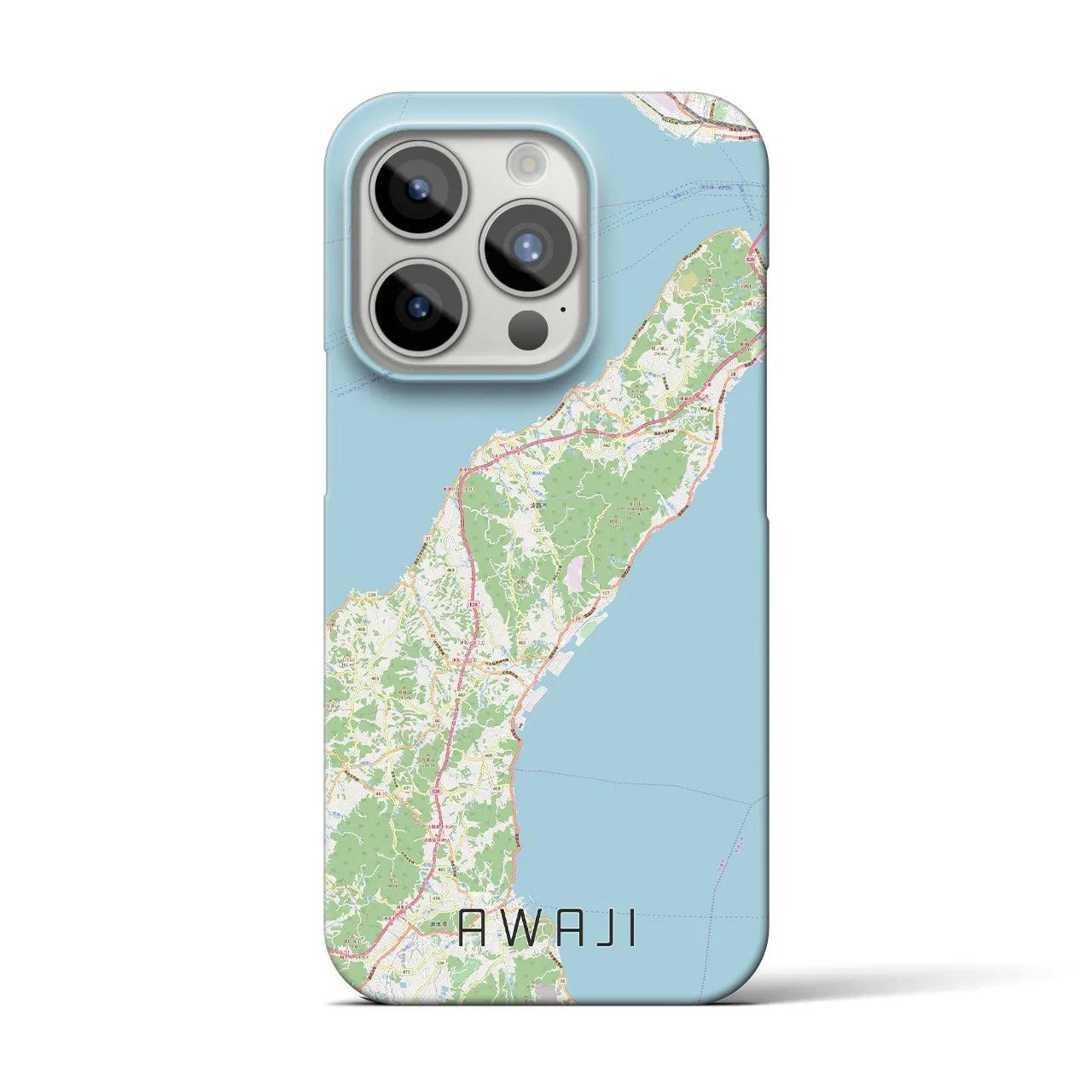 【淡路】地図柄iPhoneケース（バックカバータイプ・ナチュラル）iPhone 15 Pro 用