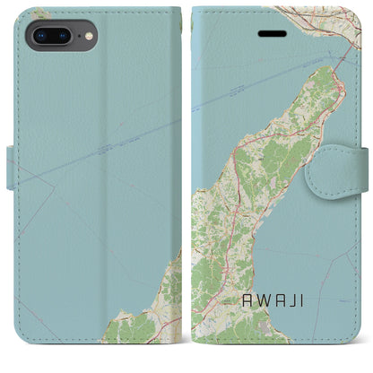 【淡路（兵庫県）】地図柄iPhoneケース（手帳タイプ）ナチュラル・iPhone 8Plus /7Plus / 6sPlus / 6Plus 用